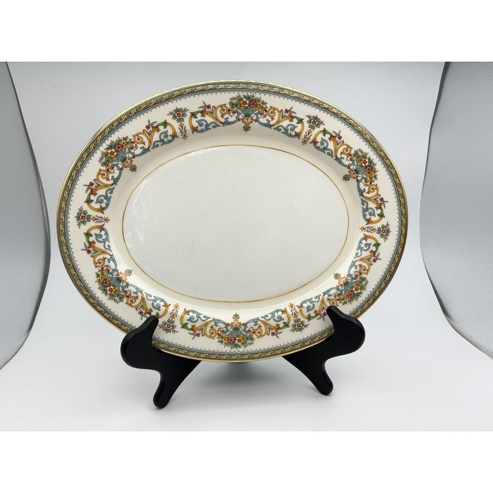 Aynsley Henley Oval Serving Platter 13" Bone China Floral Gold Trim Vintage